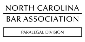 The logo for the North Carolina Bar Association Paralegal Division is white with black text.